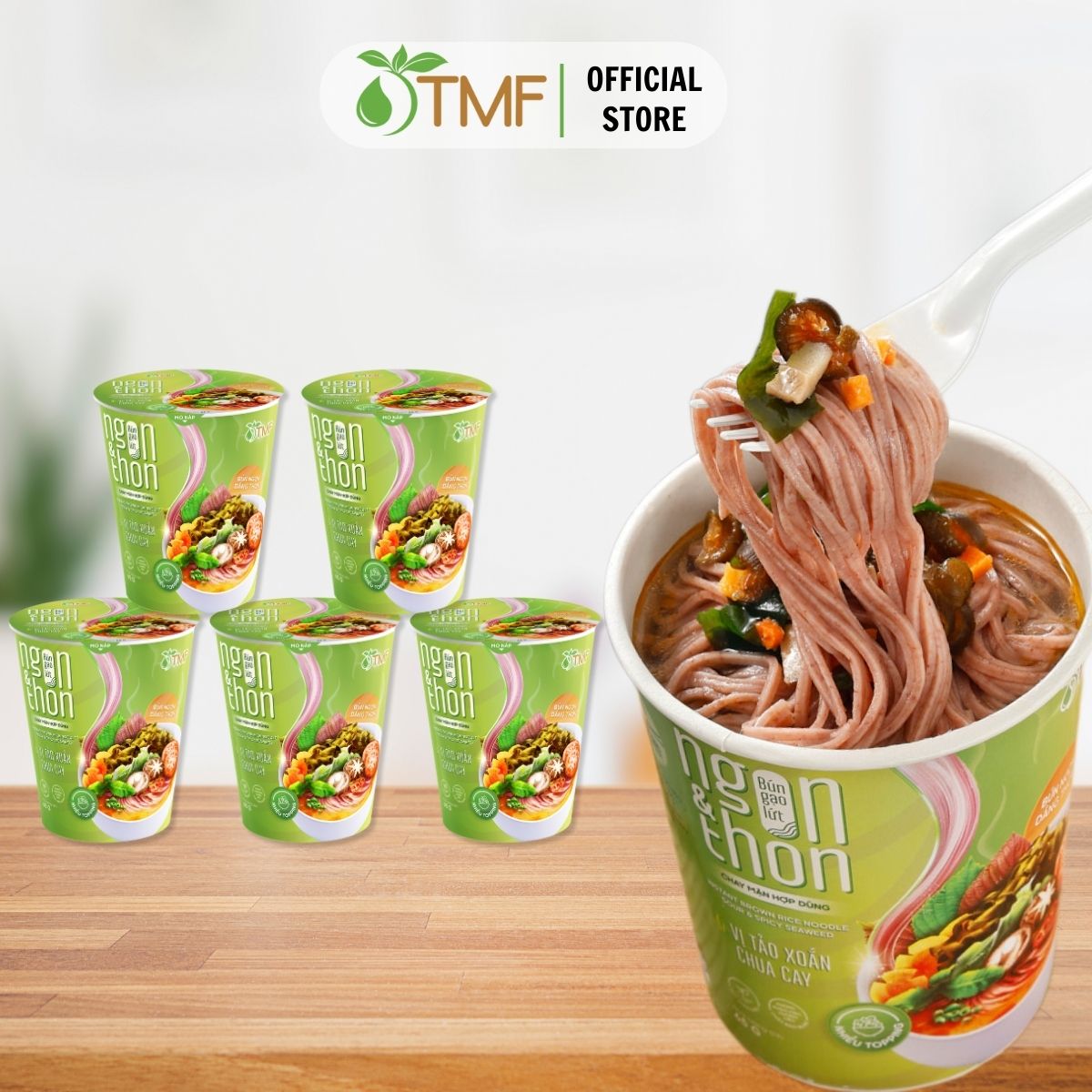 5 ly bún gạo lứt ăn liền NGON & THON - Vị tảo xoắn chua cay thuần chay healthy eatclean
