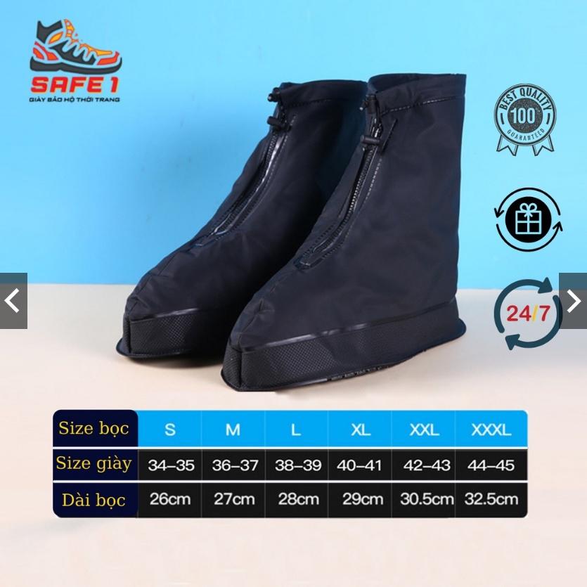 Bao giày đi mưa dày dặn có khóa, chống nước, chống thấm, chống trơn trượt. Ủng bọc giày đi mưa có khóa có thắt cổ chân