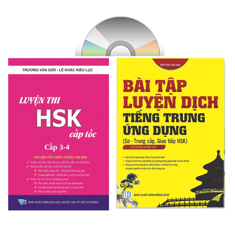 Sách - combo: Luyện thi HSK cấp tốc tập 2 + Bài tập luyện dịch tiếng Trung ứng dụng +DVD tài liệu