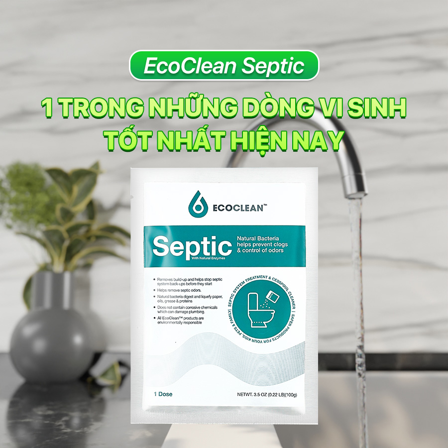 Hộp 12 Gói Septic - Vi Sinh Xử Lý Hầm Cầu, Bể Phốt Đầy - Bảo Trì Hầm Tự Hoại 1 Năm