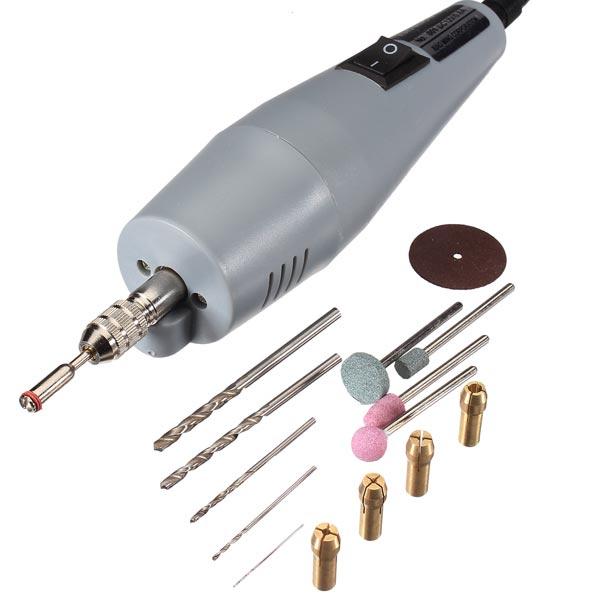 Máy mài điện siêu nhỏ DC12V AC220V + Bộ chuyển đổi nguồn điện.