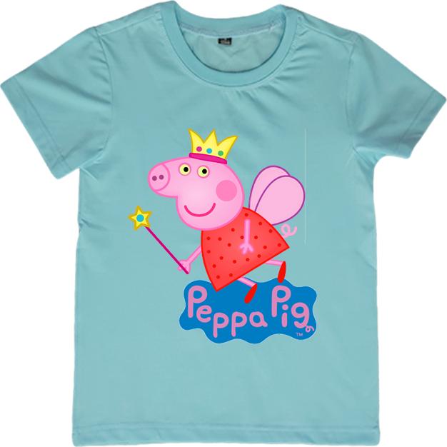Áo Nữ Ngắn Tay Không Cổ Thiết Kế Họa Tiết Peppa Pig Xinh Xắn - Nhiều Màu