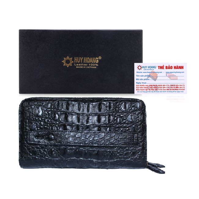 HJ3734-35-36-37 - Ví nữ da cá sấu Huy Hoàng nhiều ngăn cầm tay màu đen, nâu đỏ, vàng, nâu đất