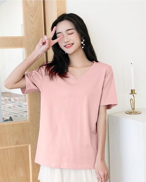 Áo nữ thun co giãn cổ tim