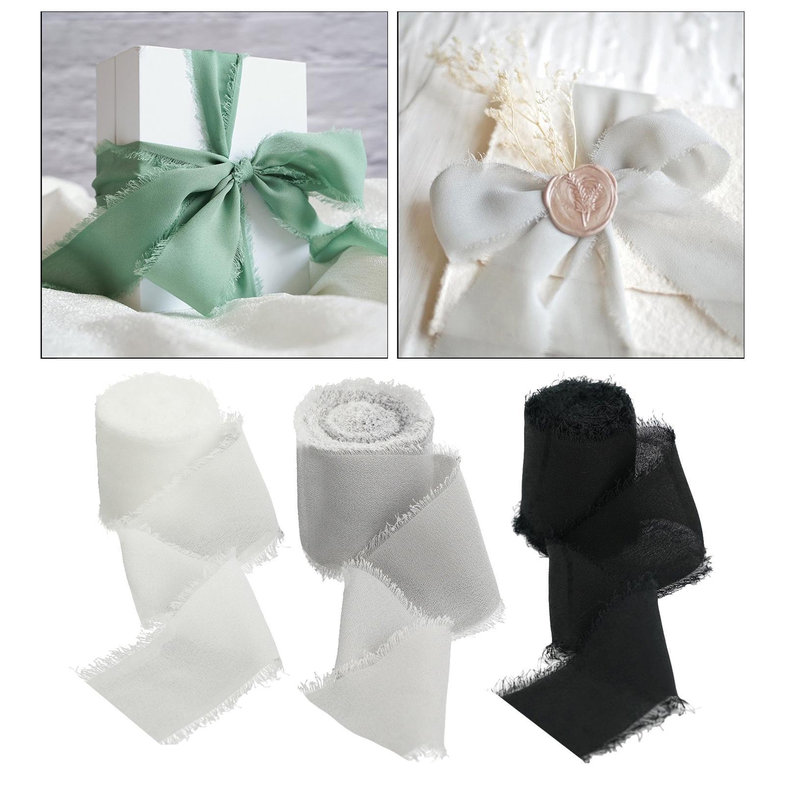 6 Rolls Fringe Chiffon Silk Ribbon Gifts Wrapping
