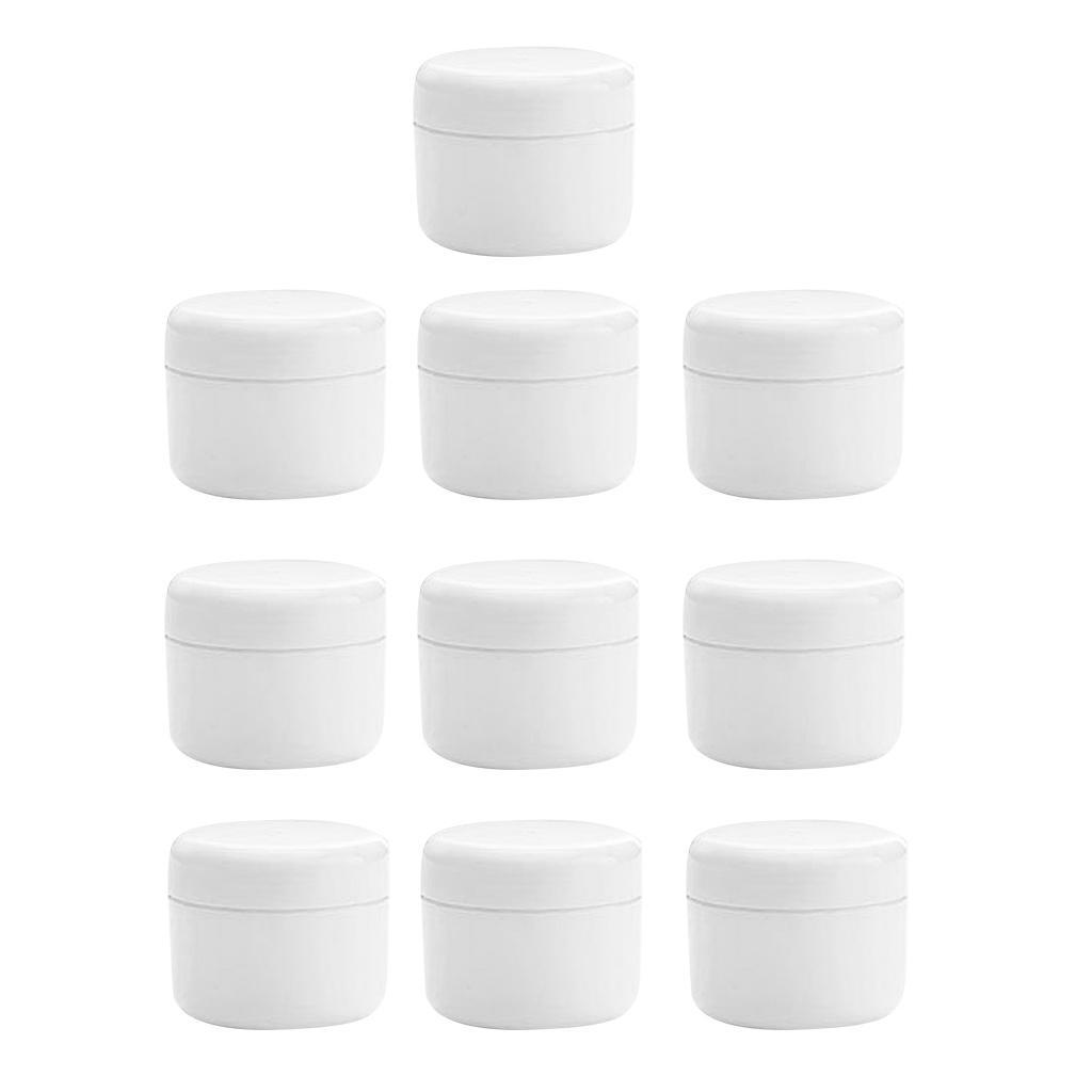 2X Refillable Plastic Empty Face Cream Cosmetic Container with Lid White-20g
