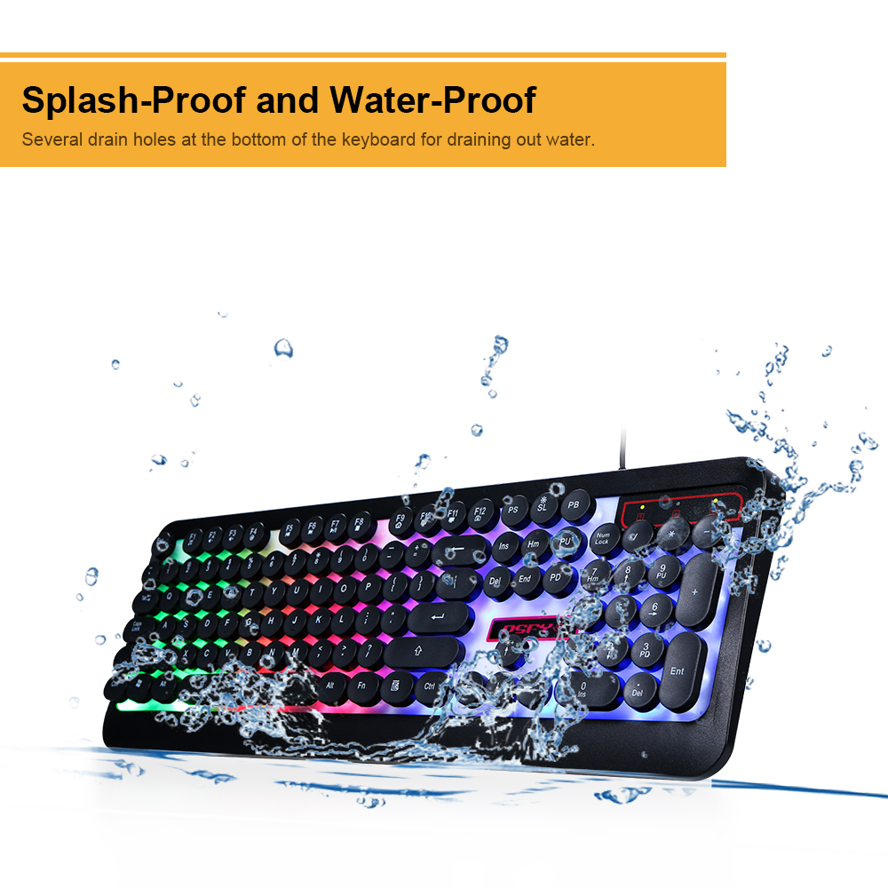 Bàn Phím Chơi Game Rainbow LED Backlit Có Đèn Cho Văn Phòng Máy Tính Xách Tay PC