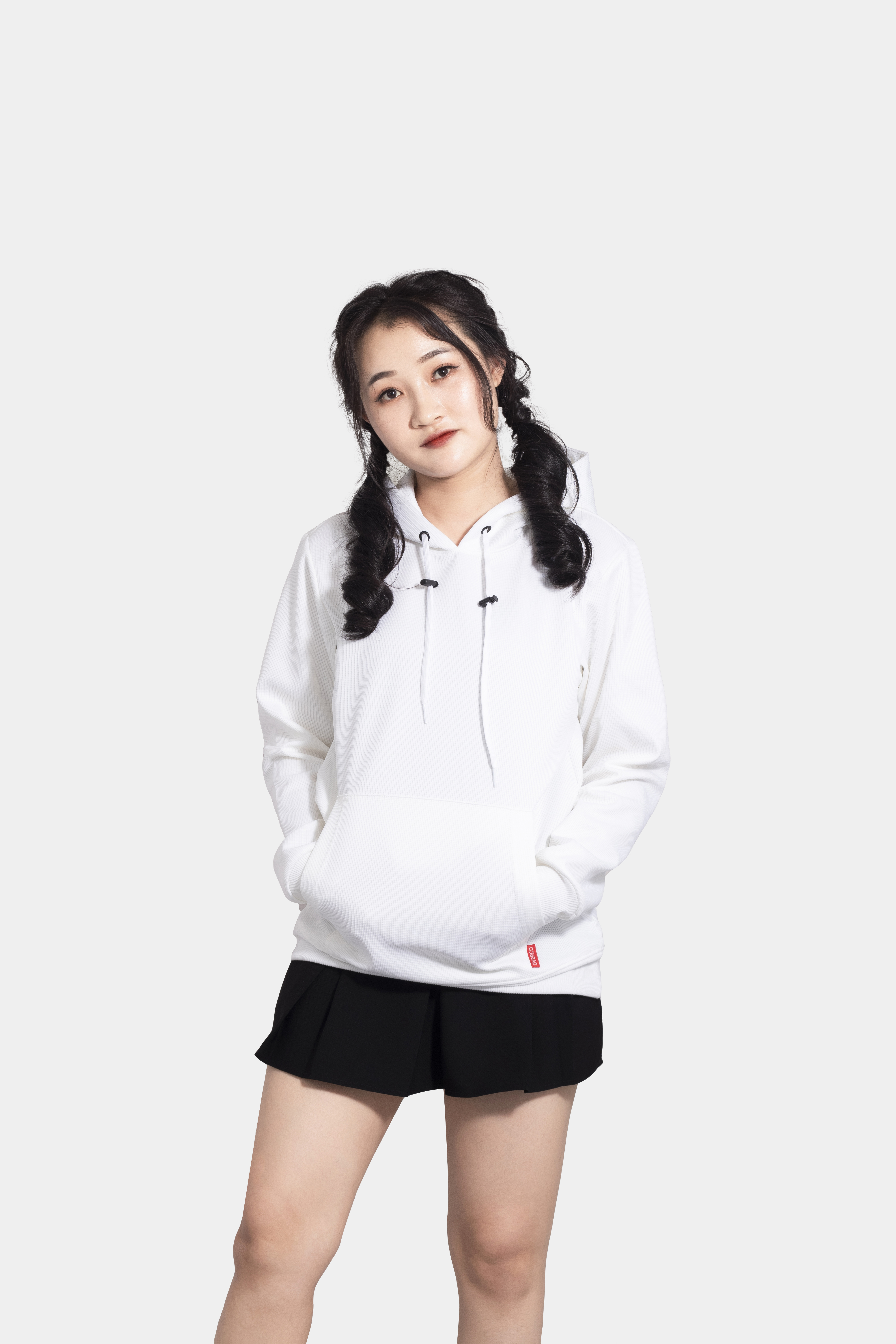 Áo khoác hoodie Overco kiểu dáng basic màu trắng