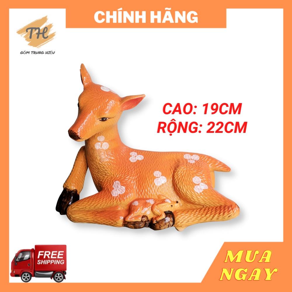 Tượng Nai gốm Bát Tràng dài 22cm