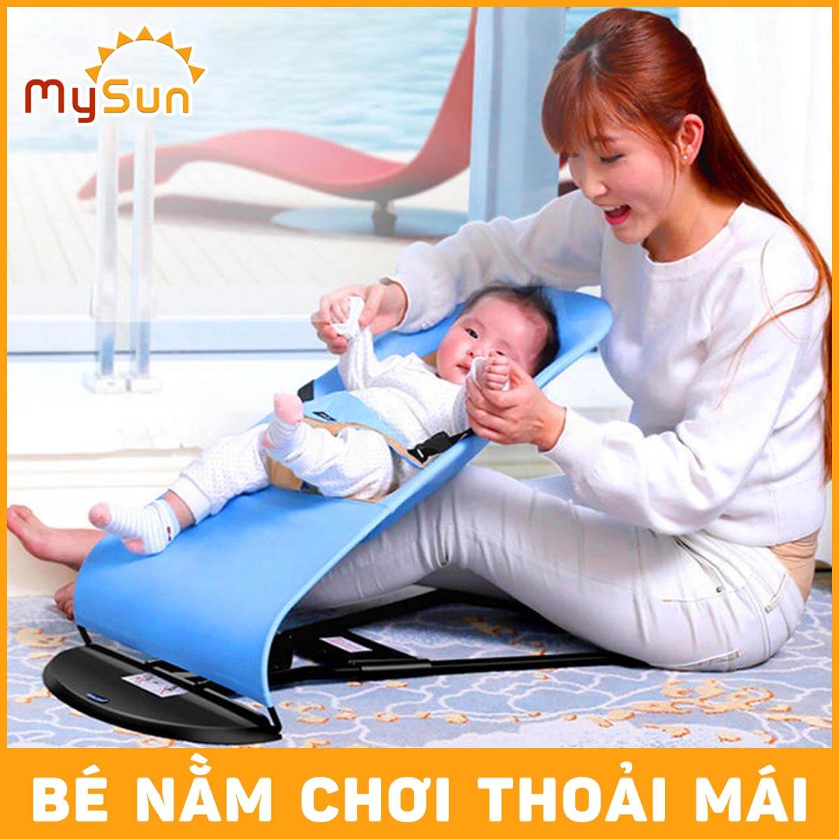 Ghế nôi nhún rung bập bênh cho bé sơ sinh nằm ru ngủ, ngồi chơi thư giãn an toàn MySun