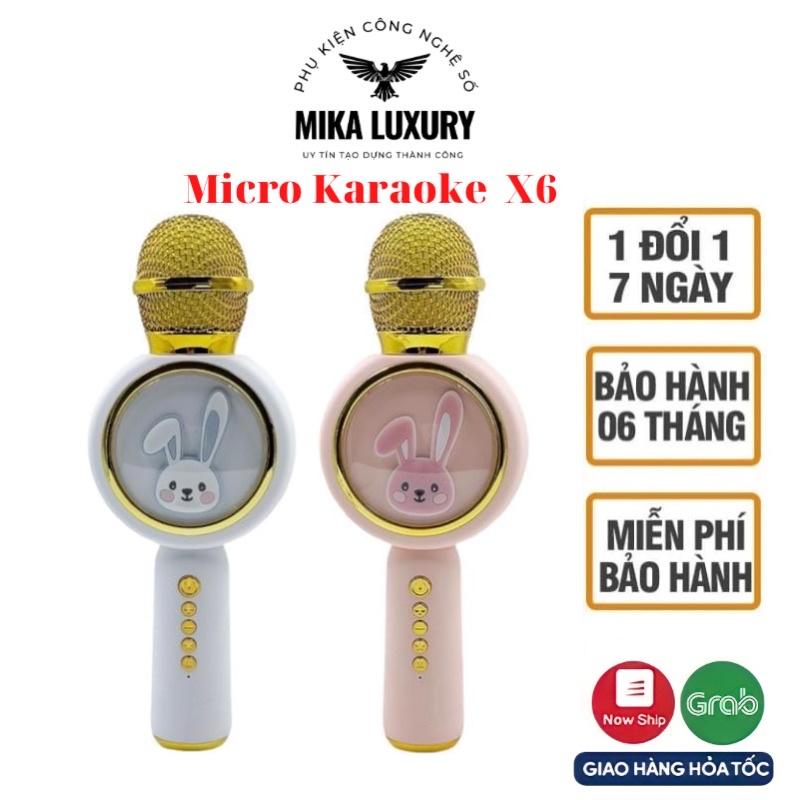 Micro Karaoke Bluetooth Không Dây Kèm Loa X6 Hình Thỏ Đáng Yêu Âm Thanh Hay Trầm Ấm Hát Hay Bắt Mic Tốt Bảo Hành 6 Tháng