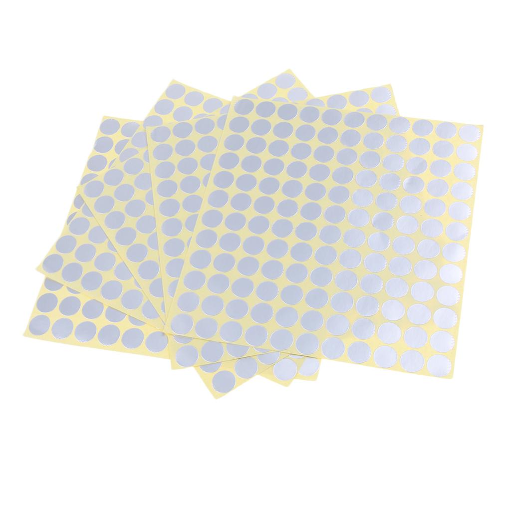 5 Sheets Essential Oil Bottle Cap Stickers Self Adhesive Labels Round Silver