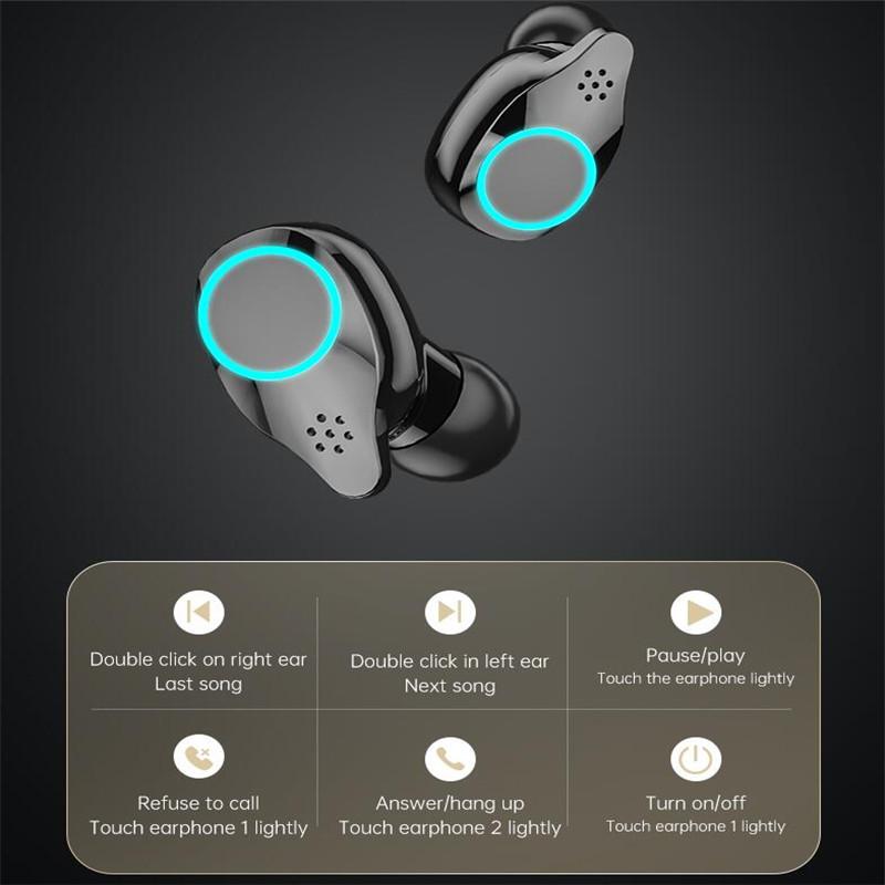 Bluetooth TWS Tai Nghe Nhét Tai Không Dây Tai Nghe 9D Stereo Tai Nghe Nhét Tai Thể Thao Chống Thấm Nước Tai Nghe Có Micro Sạc Hộp