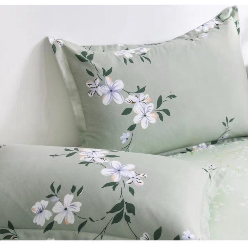 Bộ Chăn Ga Gối Cotton 3Dm6/m8/2m-Tiệm Nhà MêuSet 4 Món 2 Vỏ gối ,drap , vỏ chăn Hoa Mai Xanh Ngọc Cao Cấp