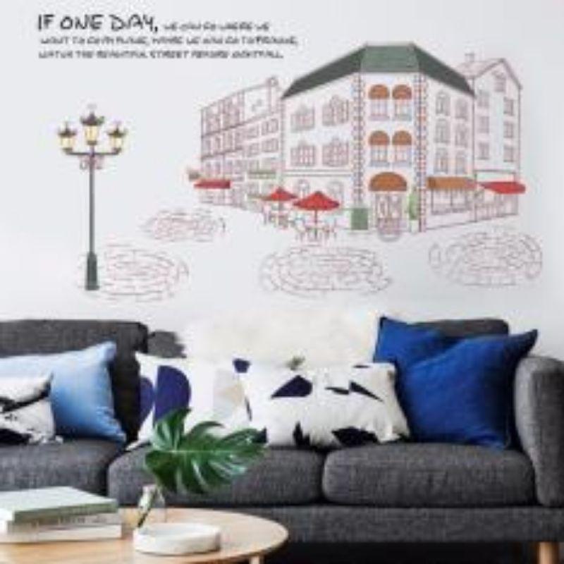 Decal trang trí chậu cây nhiệt đới size lớn