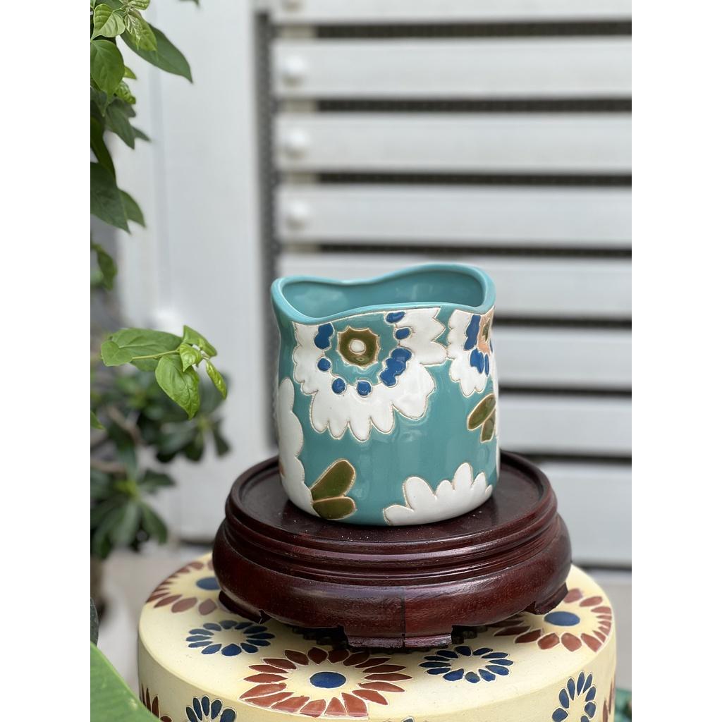 CHẬU TRỒNG CÂY GỐM SỨ THỦ CÔNG DÙNG TRANG TRÍ DECOR HÀNG XUẤT KHẨU