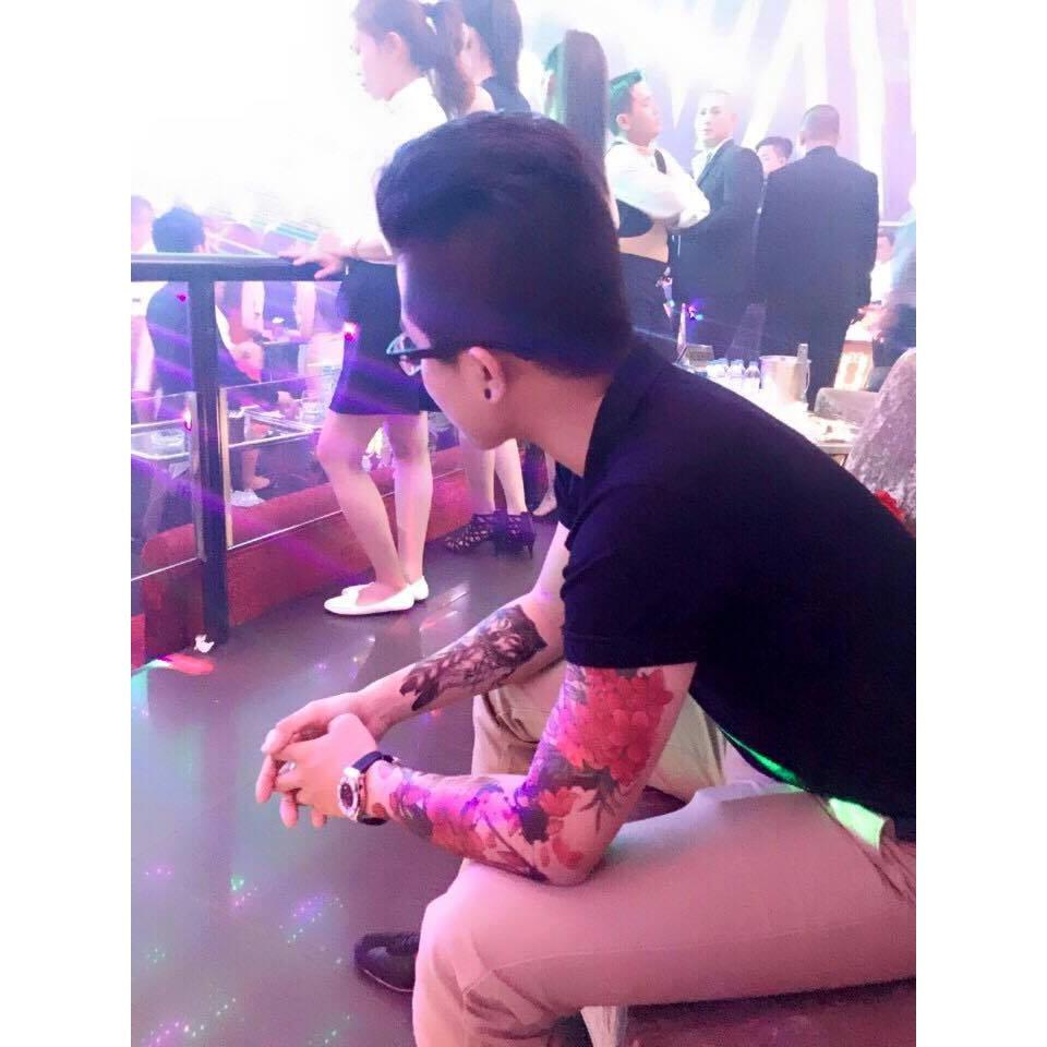 Hình xăm dán hoa đào kín tay màu 17x48cm- tặng bắp tay mini 10x20cm khi mua từ 2 tấm bất kì