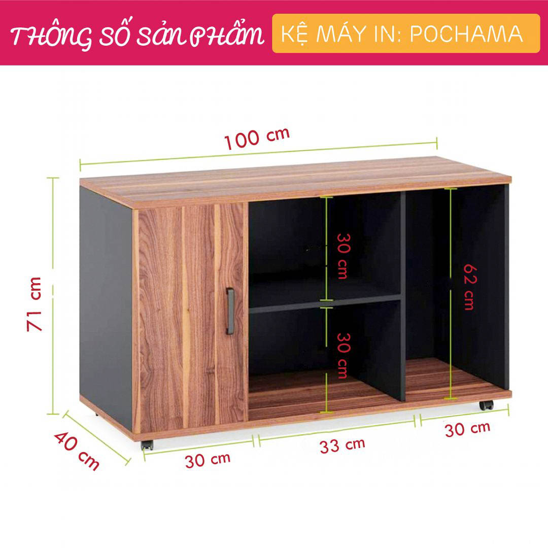 Kệ để máy in gỗ hiện đại SMLIFE Pochama  | Gỗ MDF dày 17mm chống ẩm | D100xR40xC71cm