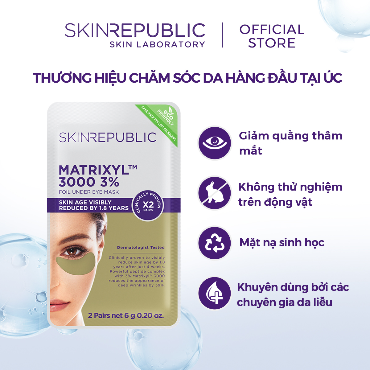 Combo 10 Mặt nạ mắt Skin Republic Matrixyl 3% Under Eye Patch (2 cặp) 6g
