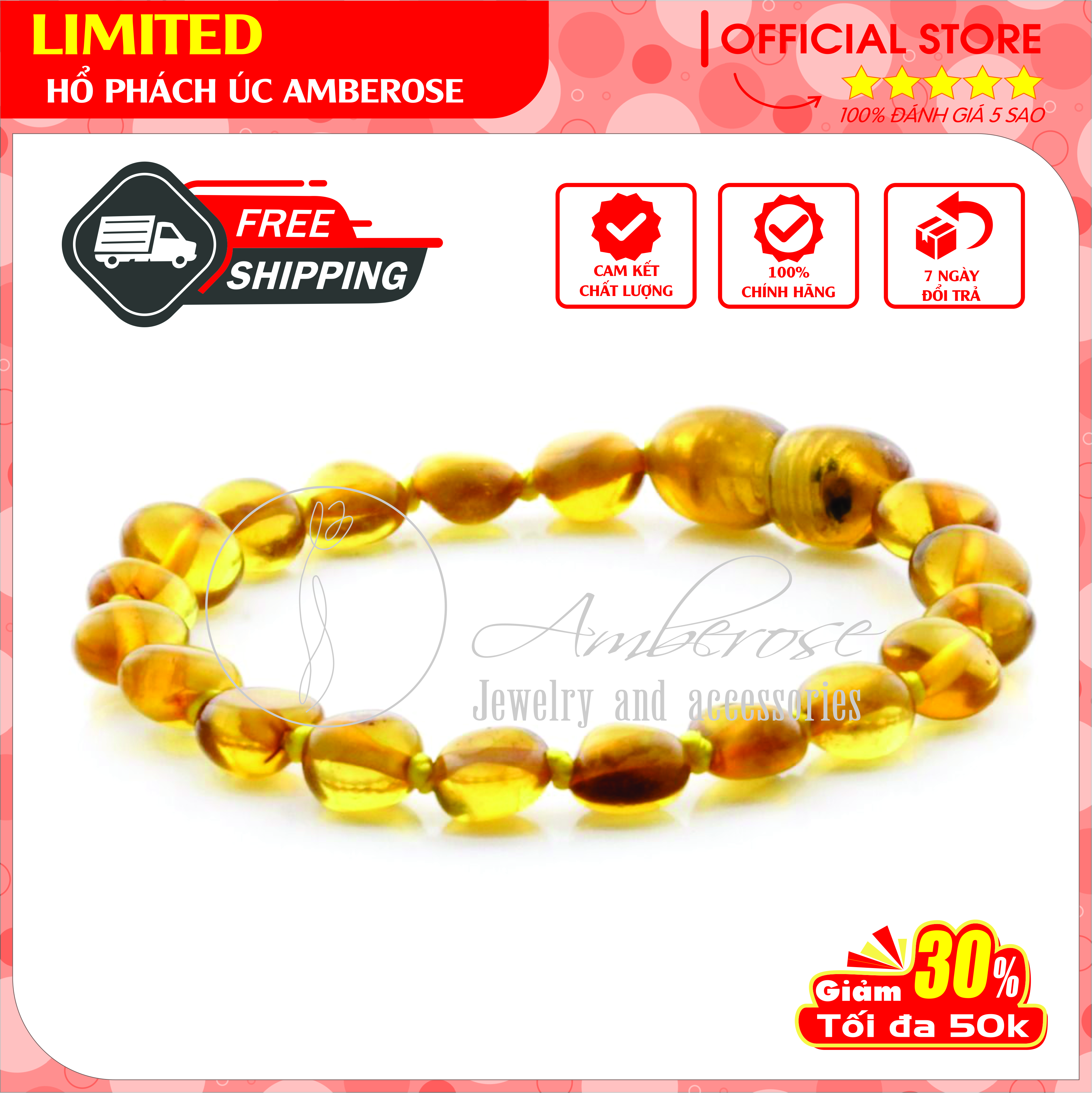 Bộ Vòng Amber Úc Cho Bé 0 - 10 tuổi SAB1MOLV