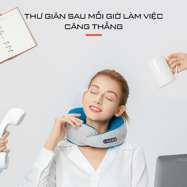 Gối Massage Chữ U AJIDOO AJ - G69 Tích Hợp Nhiệt Hồng Ngoại Đa Năng Giảm Đau Cổ Vai Gáy