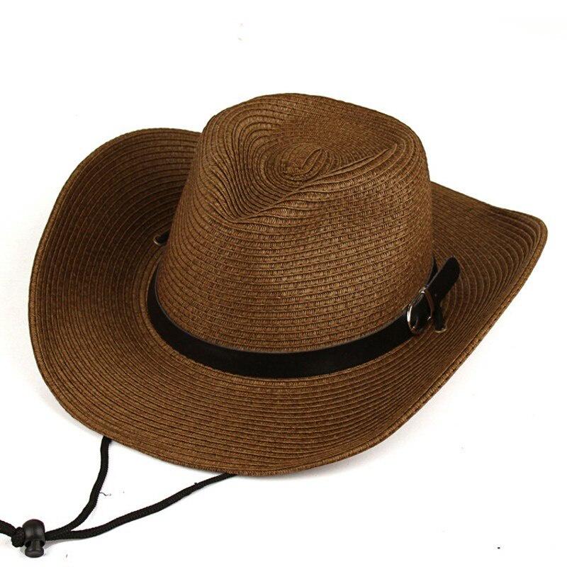 New Summer Hat Unisex Panama Hats Men Straw Cowboy Hat Beach Sun Hat Men's Western Cowboy Hats Outdoor Sun-shading Straw Hats