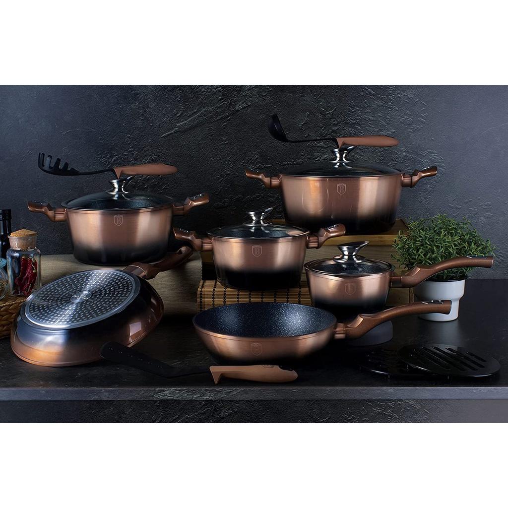 Bộ Nồi Berlinger Haus, Bội Nồi 15Chi Tiết, Dẫn Nhiệt Tốt, Dùng Cho Mọi Loại Bếp, Nhập Đức