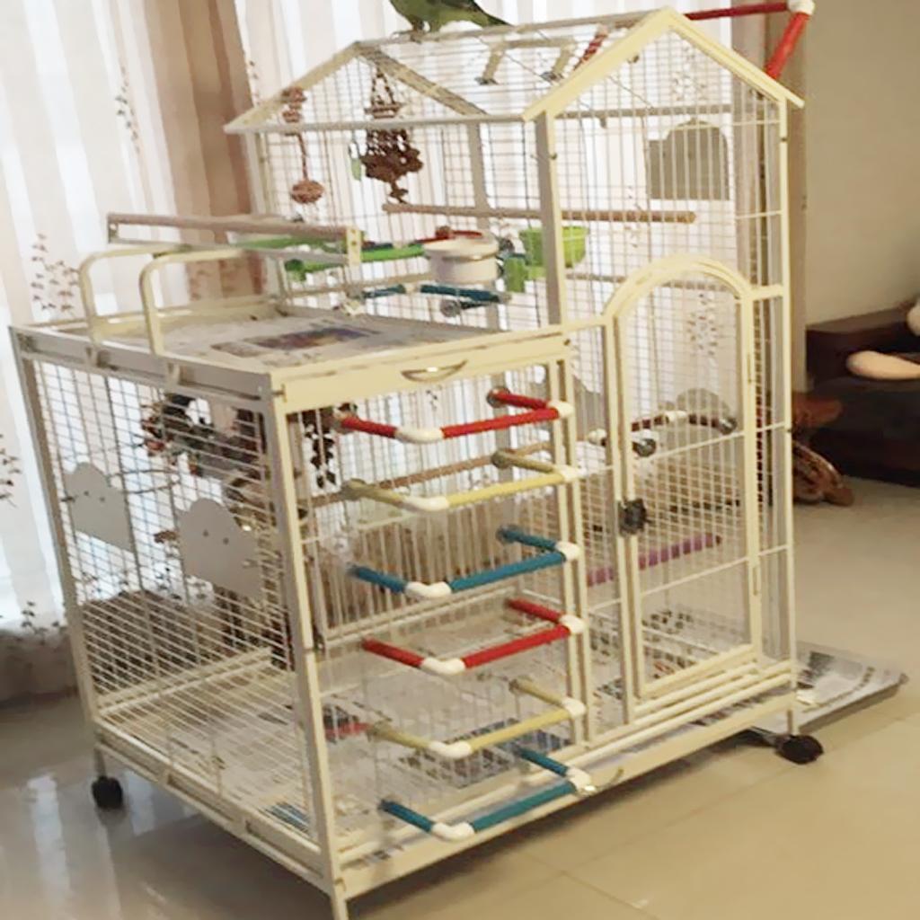 Pet Bird Parrot Cage Accessories Birds Stand Wooden Perch Blue S