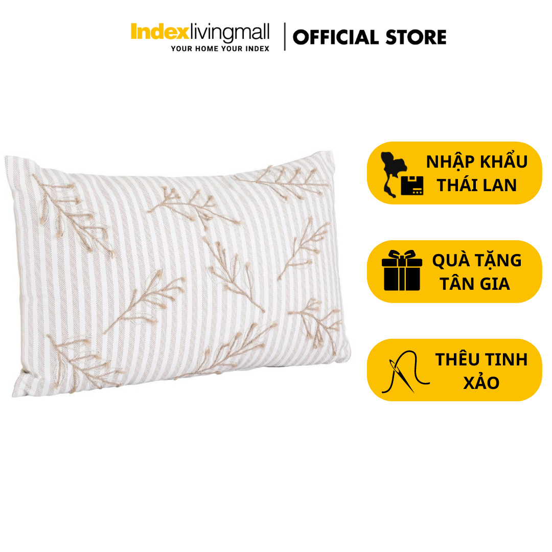 Gối Tựa SIMPLY-FLORY 30x50x10 cm, chất liệu vải cotton, màu kem | Index Living Mall - Phân phối độc quyền tại Việt Nam