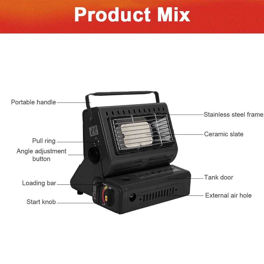 1300W Ceramic Gas Heater Gas Heater Outdoor Camping Fishing Burner