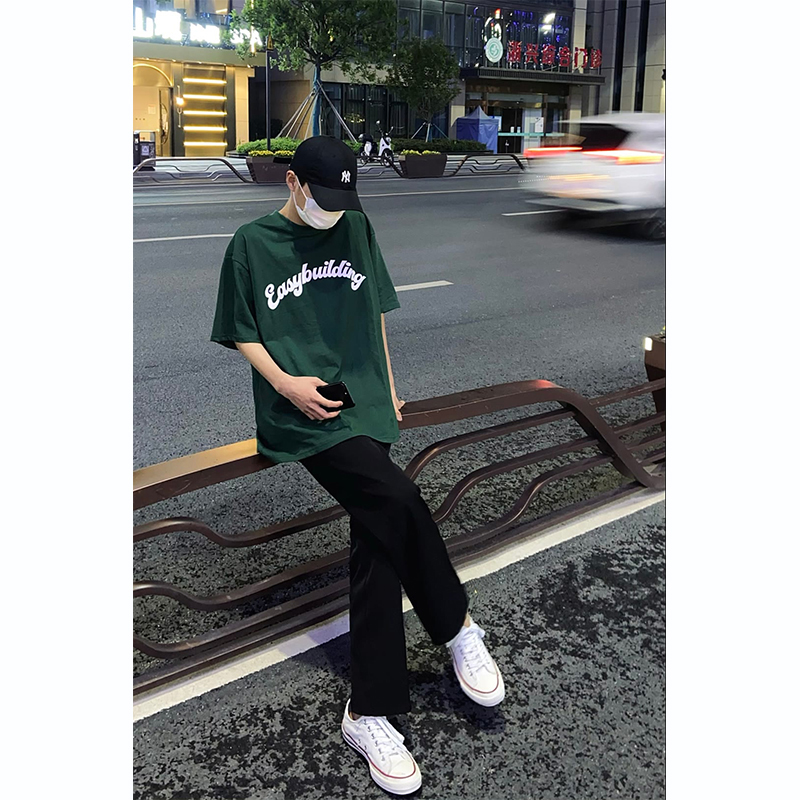 Áo phông form rộng tay lỡ màu xanh rêu Yinxx, áo thun unisex nam nữ ATL100