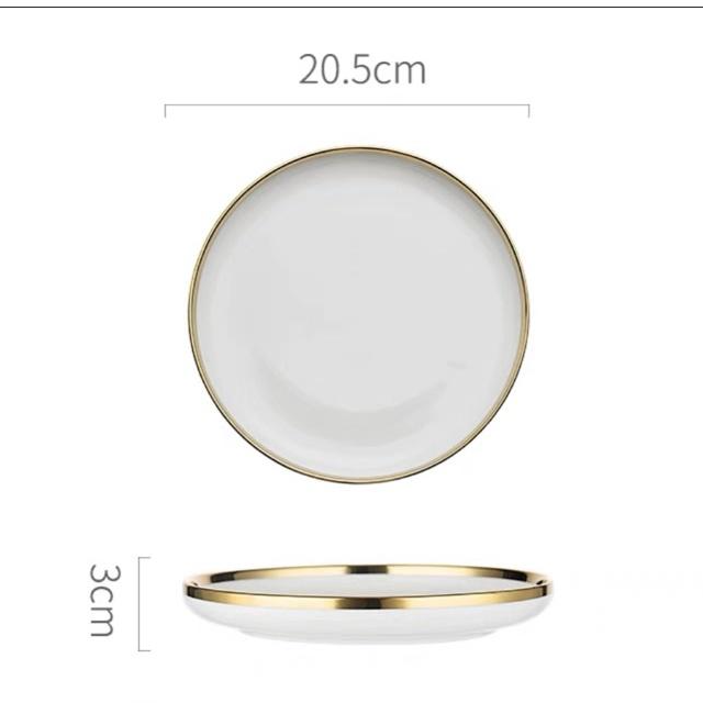 bộ chén bát đĩa ăn 32 chi tiết trắng viền vàng cao cấp