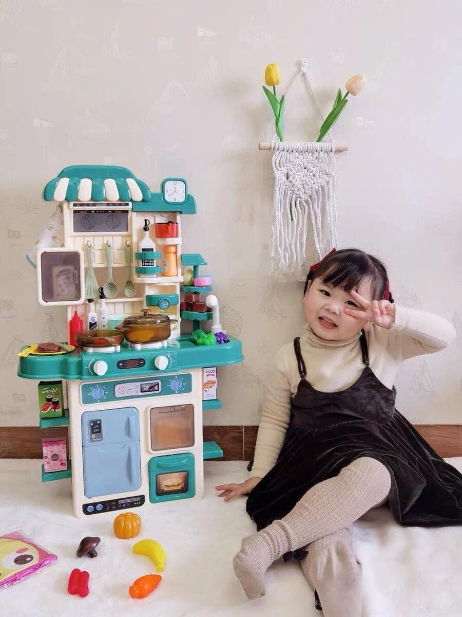 Đồ chơi nấu ăn cho bé 48 chi tiết cỡ lớn cao 70cm / bộ nhà bếp nấu nướng có hiệu ứng khói, nước