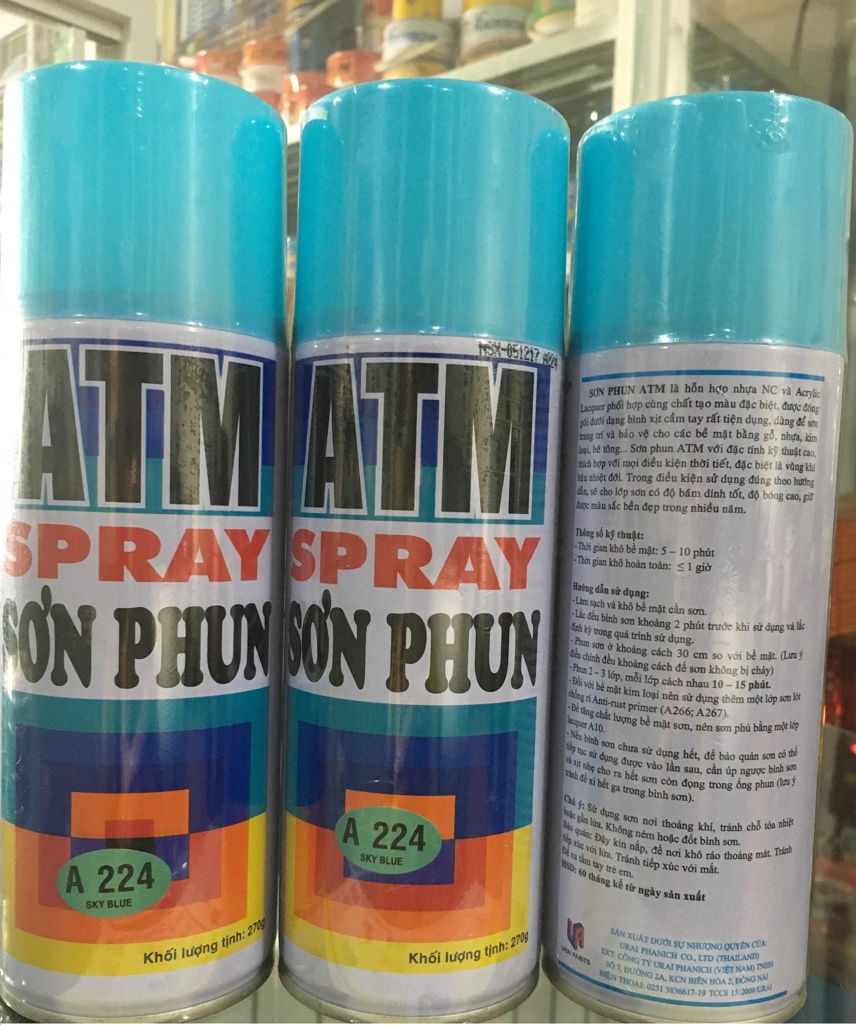 Sơn Xịt ATM Spray A224 Xanh da trời , màu đẹp , sang trọng, bền màu