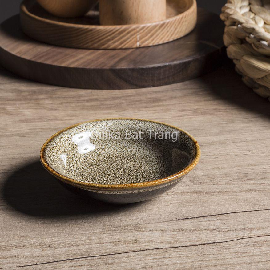 Đĩa muối men hoa gấm vàng - Đĩa gia vị gốm sứ cao cấp - Gôm Sứ Cao Cấp Bát Tràng