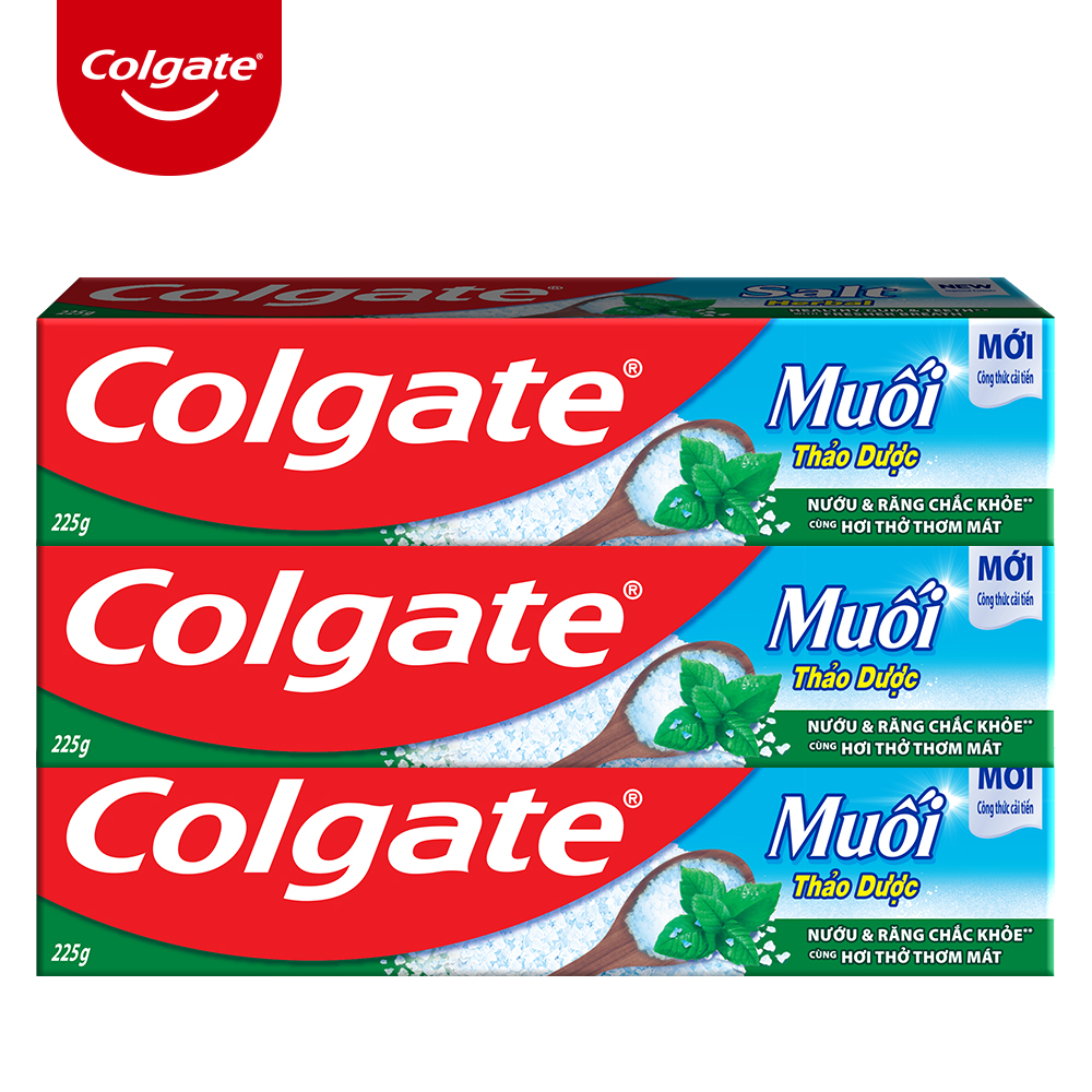 Bộ 3 Kem Đánh Răng Colgate Herbal Salt Muối Thảo Dược 225g/tuýp x 3