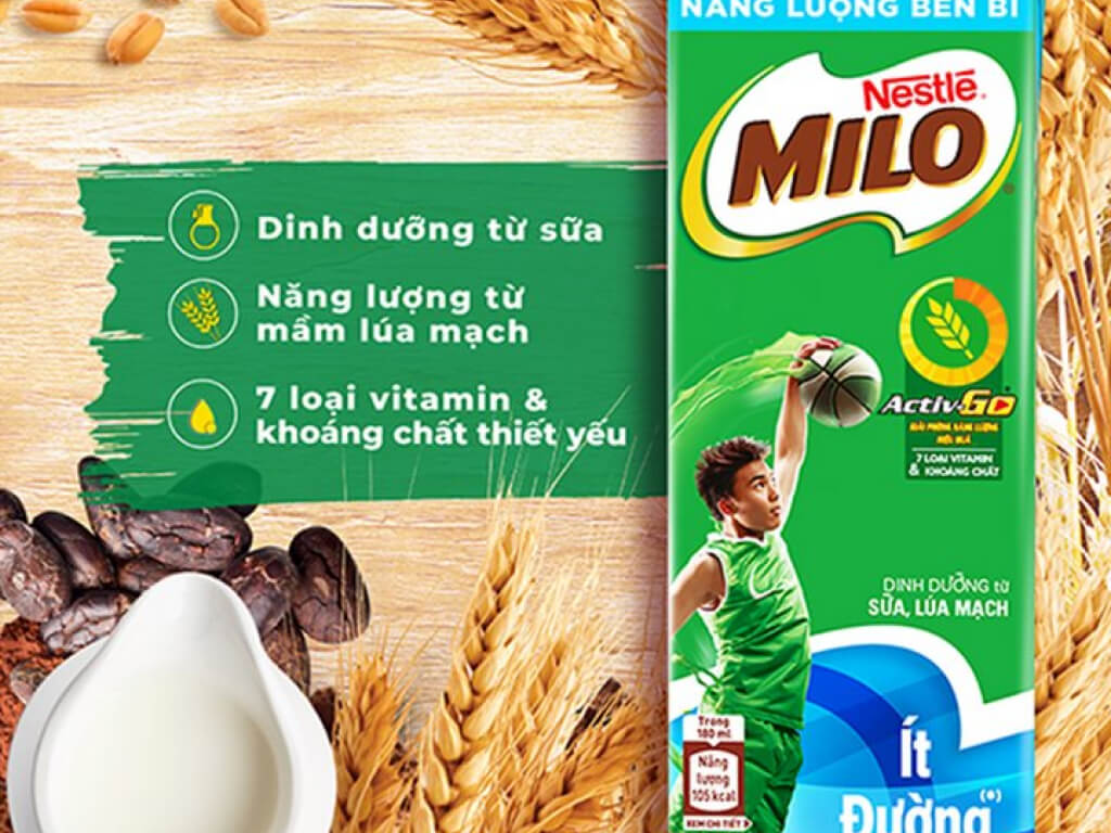 Milo ít đường thùng 48 hộp 180ml