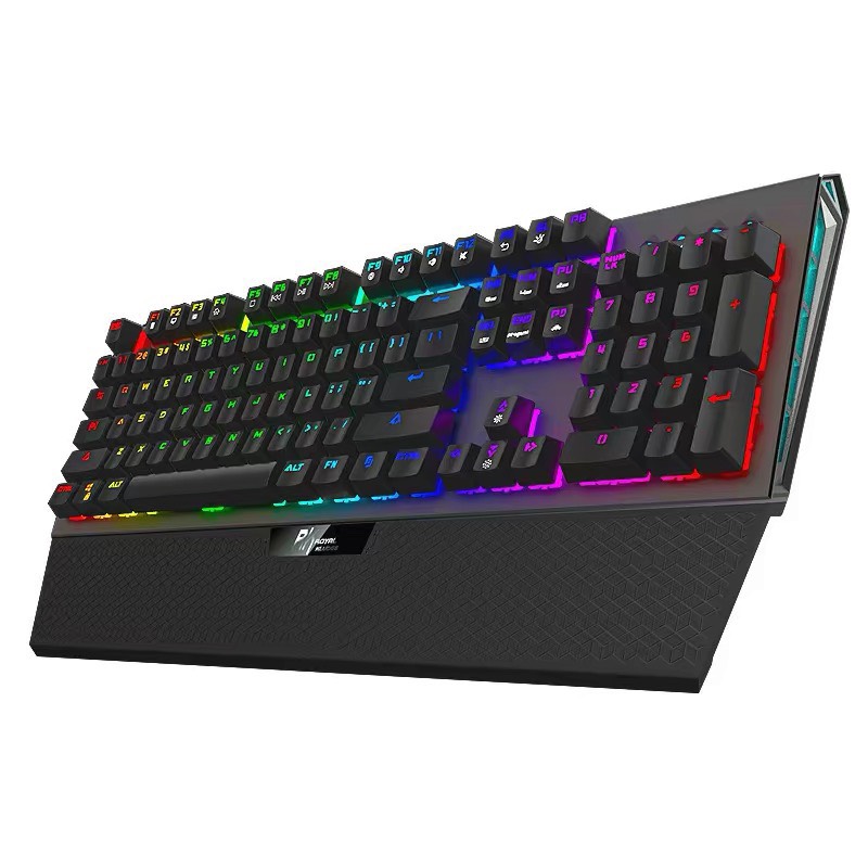 Bàn phím cơ gaming ROYAL KLUDGE Full size Bảng Kim Loại Marco Có Đèn LED RGB sinh động kê cổ tay có thể tháo rời - Hàng chính hãng