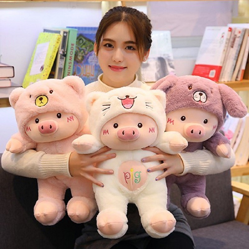 Gấu Bông Heo Cosplay Thú Nhồi Bông Heo Đội Mũ Hàng Cao Cấp