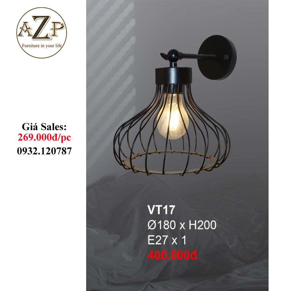 AZP - ĐÈN ỐP VÁCH / ĐÈN TRANG TRÍ / ĐÈN TREO TƯỜNG PHÒNG KHÁCH, PHÒNG NGỦ, NHÀ HÀNG, KHÁCH SẠN AZP-VT17 phong cách đương đại, hàng nhập khẩu AZP