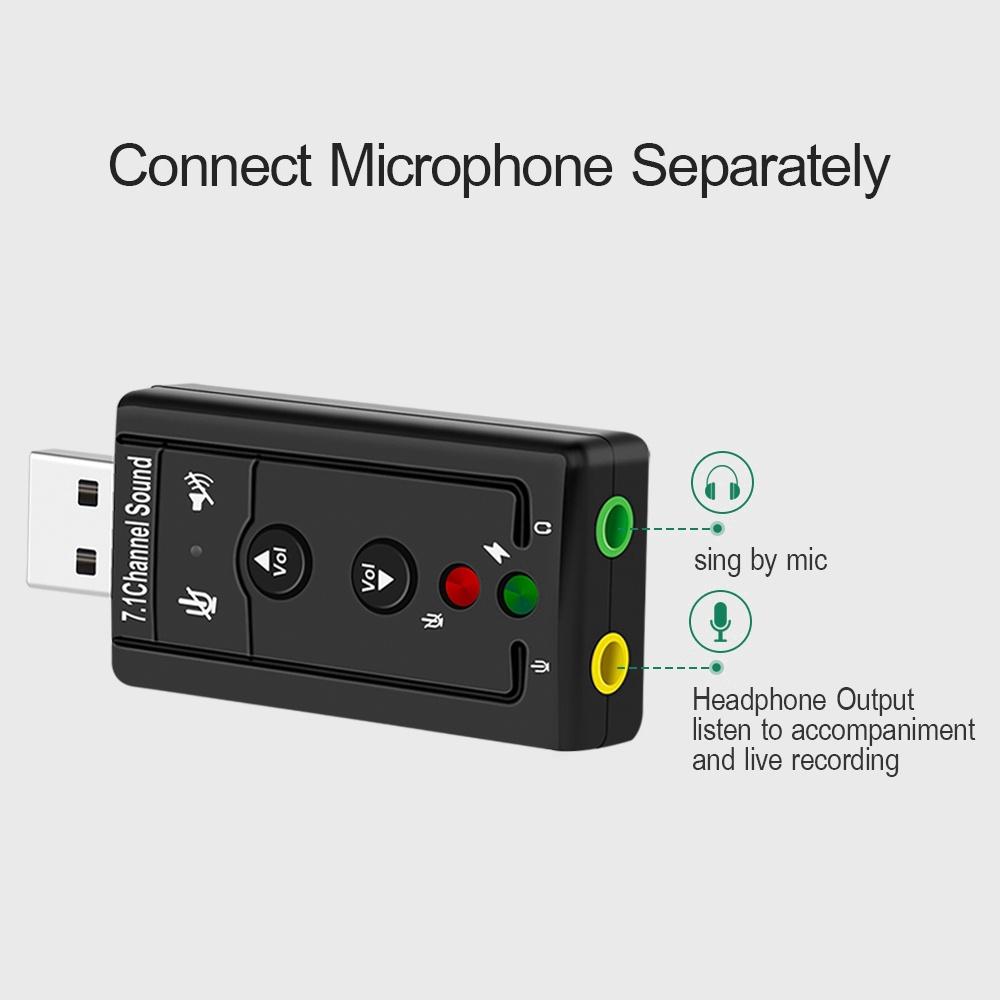 Card âm thanh USB ra Sound 7.1 kênh chuyển đổi sang giắc cắm tai nghe và micro 3.5mm