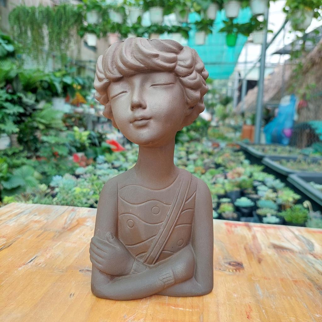 Chậu đất nung Bình Dương - Tomboy, miệng chậu 7cm, chiều cao 20cm