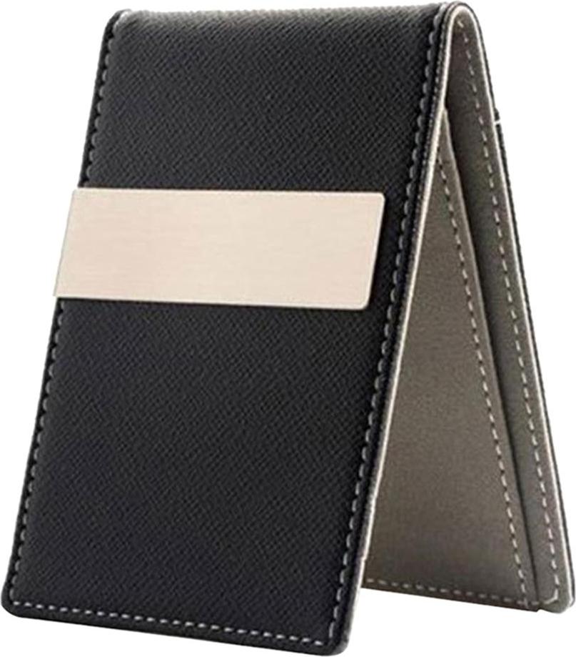 Minimalist Two-tone Color Mens Leather Money Clip Slim Wallets Credit Card