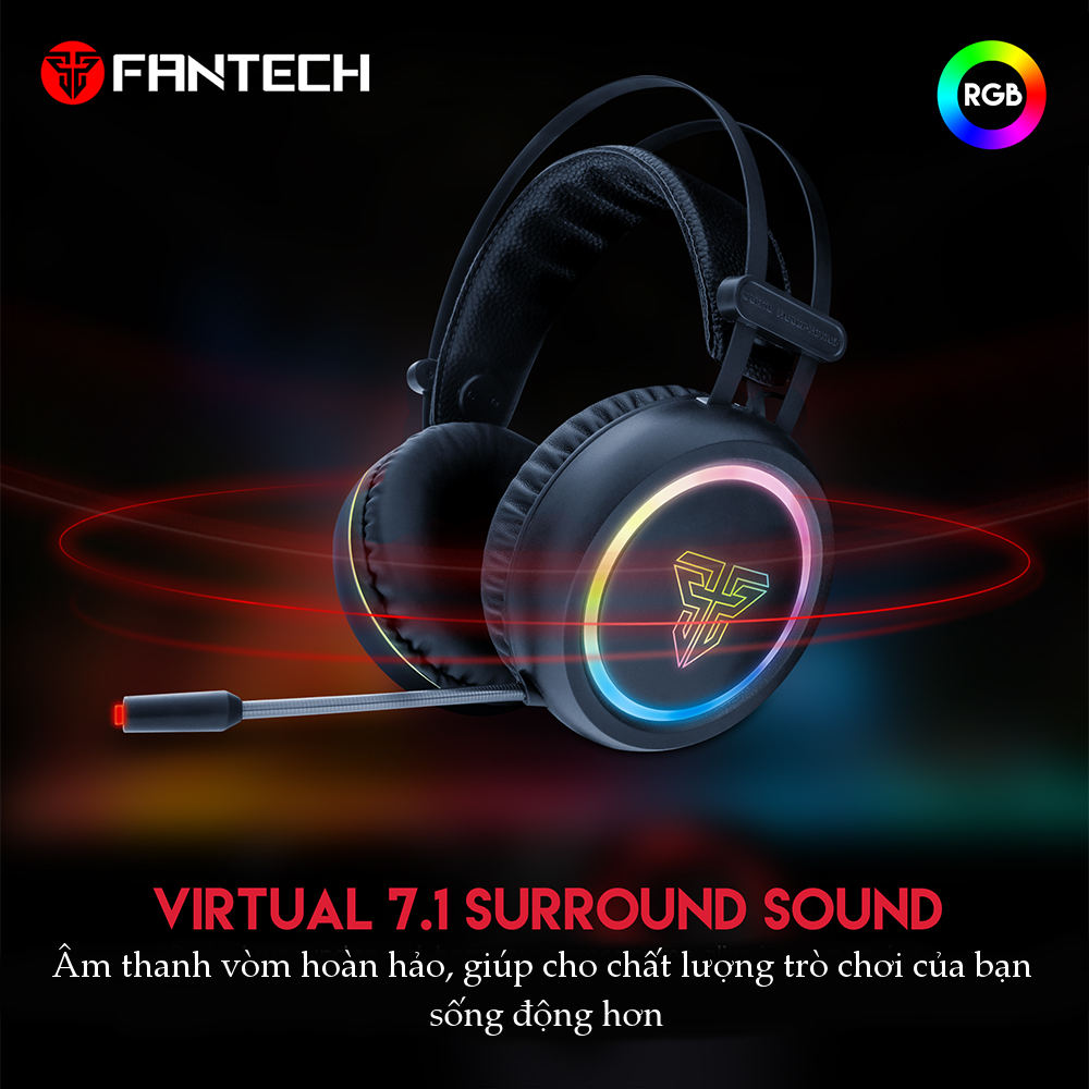 Tai nghe Gaming có dây âm thanh vòm  7.1 sound ( CAPTAIN 7.1 )  LED RGB Fantech HG15 - Hàng chính hãng