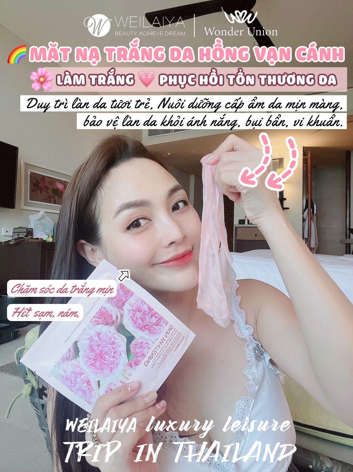 Mặt nạ trắng da hồng vạn cánh Weilaiya - Weilaiya Rose Essence Whitening Anti-aging Facial Mask - 1 miếng