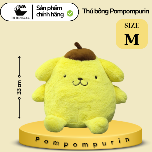 Thú bông Pompompurin M, Gấu Bông Sanrio Chính Hãng, Quà tặng đáng yêu, Sản phẩm chính hãng, Phân phối bởi Teenbox