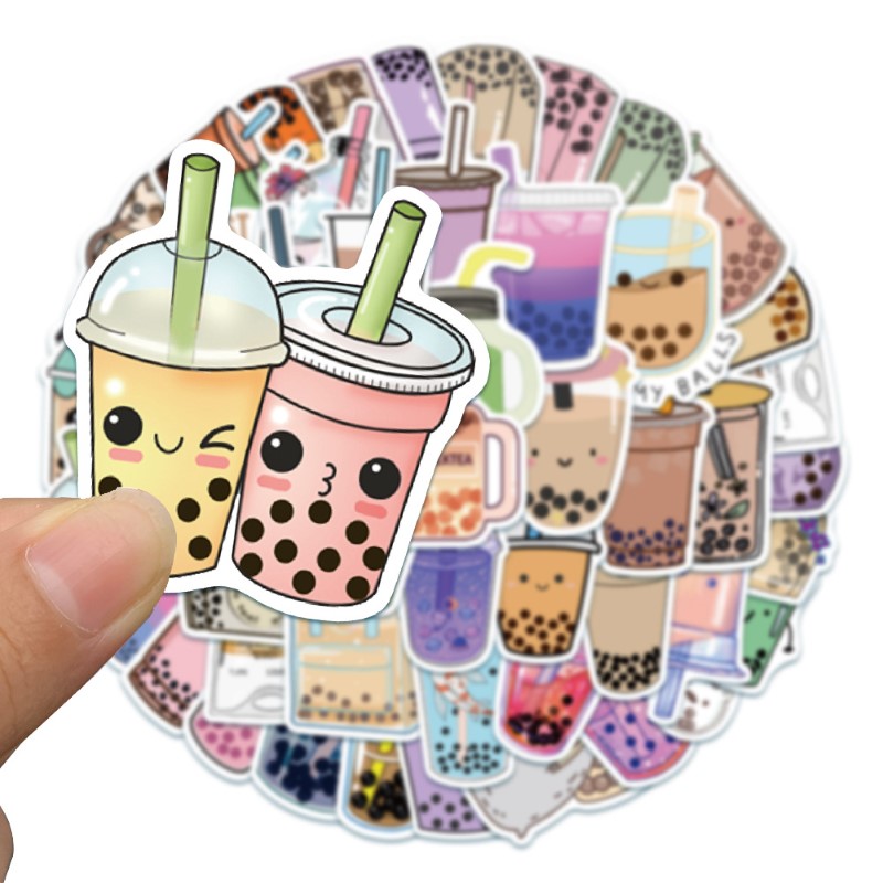 Sticker 50 miếng hình dán Trà sữa