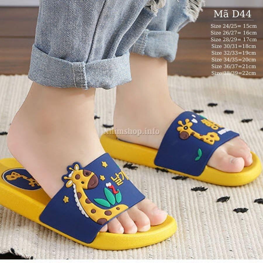 Dép đi trong nhà cho bé trai bé gái quai ngang dép lê nhựa dẻo êm nhẹ cao cấp chống trơn trượt trẻ em 3 - 12 tuổi D44