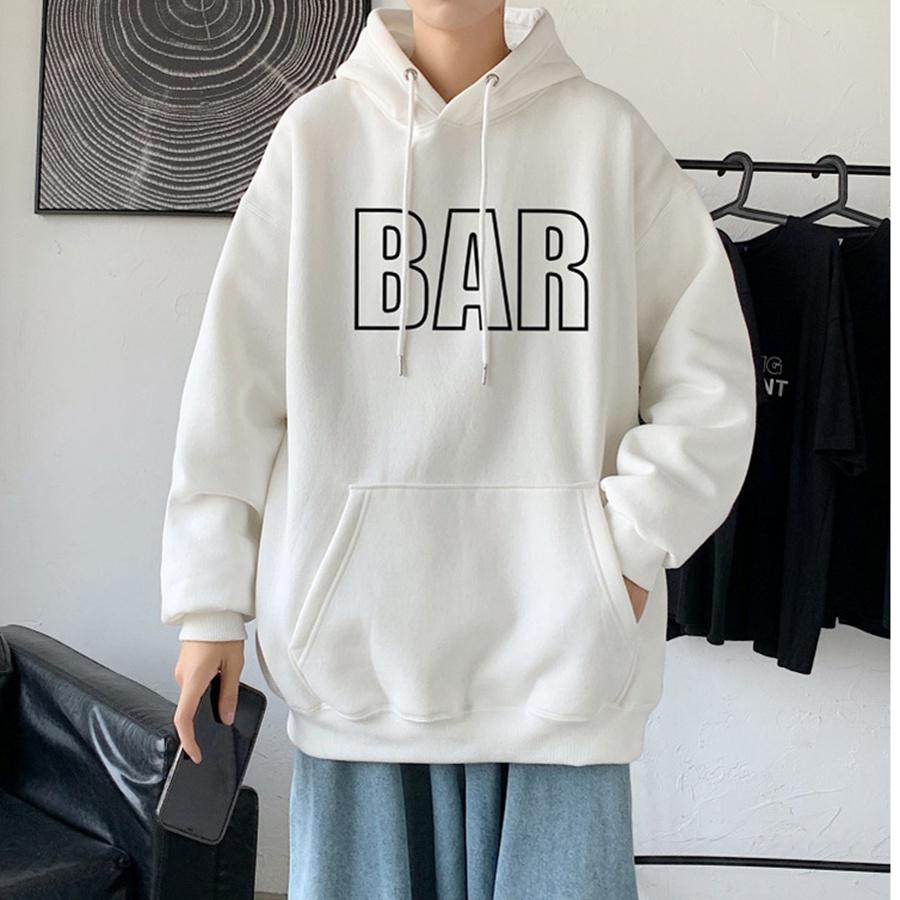 Áo mũ Hoodie Unisex MonsterX BAR form rộng 3 màu nỉ bông cặp đôi nam nữ Oversize Ulzzang thu đông