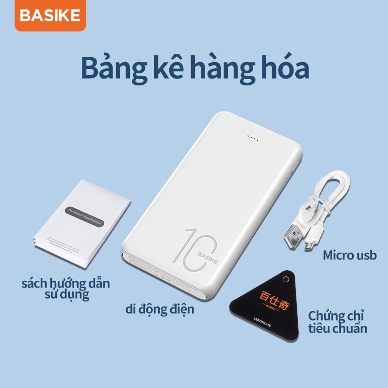 Sạc dự phòng BASIKE PT62 10000mAh có hai đầu ra USB thích hợp cho iPhone và Android-Hàng chính hãng